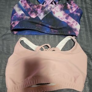 Two strappy sports bras